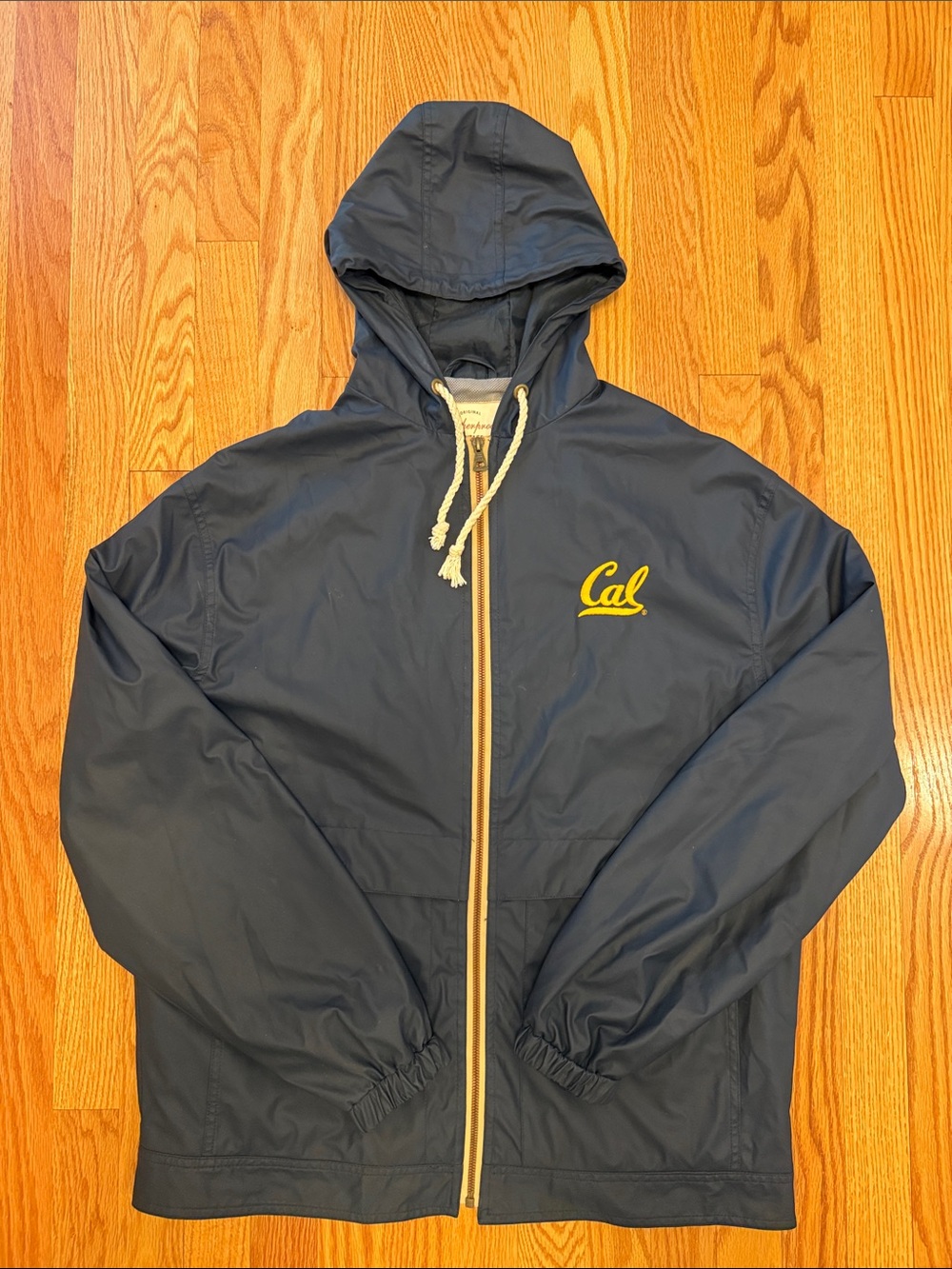 Navy Hooded Weatherproof Windbreaker with UC Berkeley Logo NWOT